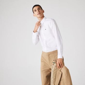 Lacoste Slim Fit Stretch Cotton Poplin Shirt - Šortky Pánské Bílé | CZ-2ts3o1